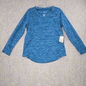 St. Johns Bay Active Petite Long Sleeve Teal Pullover Top PXS 100% Polyester